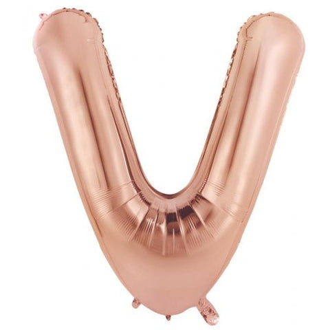 Giant Letter Balloon V Rose Gold Foil 86cm #213991