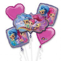 Shimmer & Shine Foil Balloon Bouquet Kit 5 pk INFLATED #33943