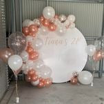 White Acrylic Wall with Organic Balloon Garland HIRE