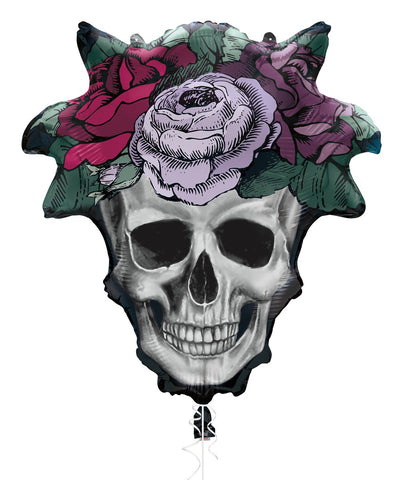 FLORAL SKULL 53.3CM (21") FOIL BALLOON INFLATED #26782
