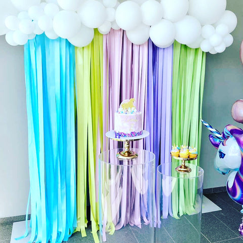 Rainbow Wall with Organic Cloud Balloon Garland Backdrop HIRE