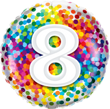8th Birthday Foil 45cm Confetti Rainbow Balloon #13505