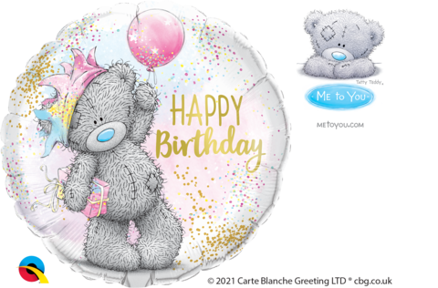 Happy Birthday Teddy Crown Foil 45cm Balloon #19271