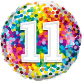 11th Birthday Foil 45cm Confetti Print Balloon #13518