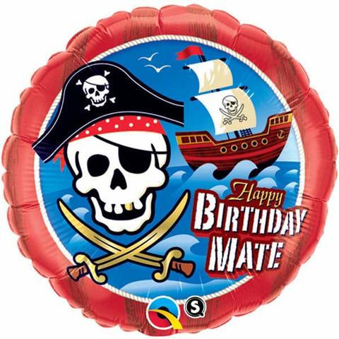 Pirate Happy Birthday Mate Foil Balloon INFLATED #11767