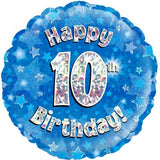 10th Birthday Blue Foil 45cm Balloon INFLATED #227901