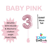 Giant INFLATED Light Pink Number 3 Foil 86cm Balloon #213763