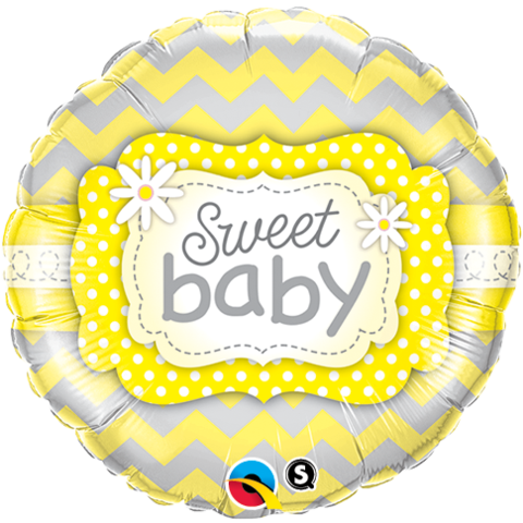 Sweet Baby Yellow & Grey Foil Balloon #25856