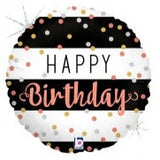 Happy Birthday Foil Black & Rose Gold Balloon #36706