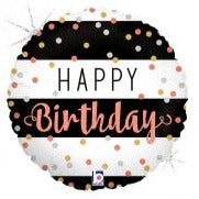 Happy Birthday Foil Black & Rose Gold Balloon #36706