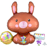 Easter Bunny with Spotted Egg INFLATED (73cm x 73cm) Foil SuperShape #32348
