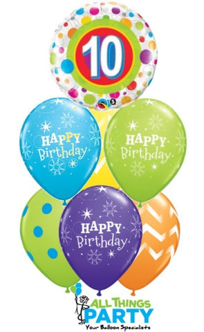 10th Birthday Dots Balloon Bouquet