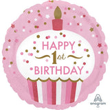 1st Birthday Girl Cupcake Anagram Foil 45cm (18") #345293