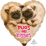 Pugs and Kisses Dog Foil 18" Avanti  INFLATED #36497