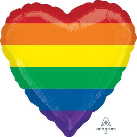Rainbow Heart 45cn 18 inch foil INFLATED #37909