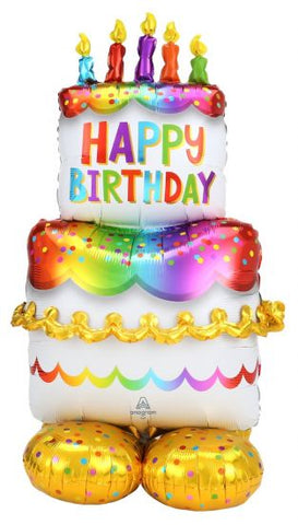 Happy Birthday Cake Giant Airloonz Foil Balloon INFLATED #42449
