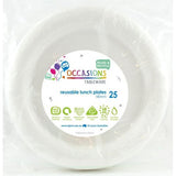 White Reusable Lunch Snack Plates 25pk #381101