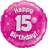 15th Birthday Foil Pink 45cm Balloon #227666