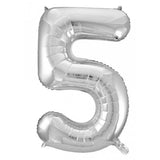Giant INFLATED Silver Number 5 Foil 86cm Balloon #213705