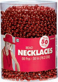 BEAD NECKLACES 50PCS - RED #395801.40