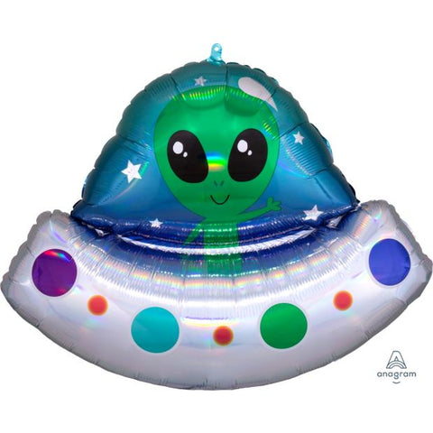 Alien Space Ship Iridescent Foil SuperShape  (71cm x 53cm)