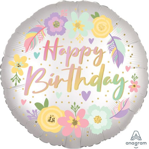 Boho Birthday Satin Flowers Foil 45cm (18") #41286