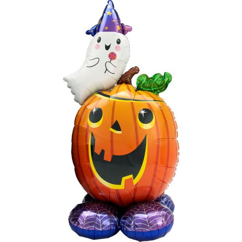 Pumpkin and Ghost Giant AirLoonz (142cm x 71cm) INFLATED #42420