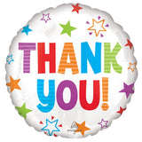 Thank You Colourful Stars Foil Balloon17" 43cm INFLATED #43008