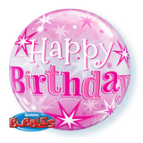 Happy Birthday Pink Bubble Balloon INFLATED #43121