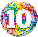 10th Birthday Foil 45cm Confetti Rainbow Balloon #13513