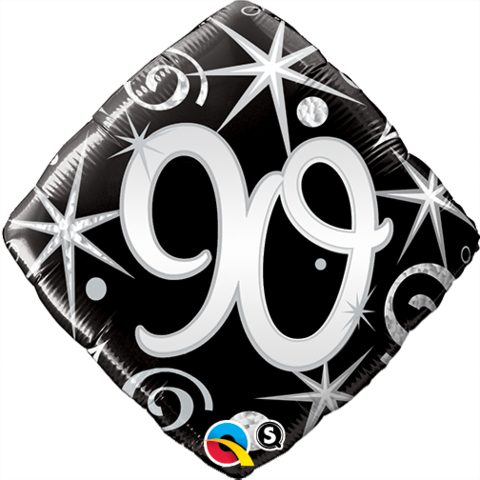 90th Birthday Foil Diamond Black & Silver #44433