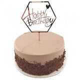 Cake Topper Acrylic 2mm Happy Birthday Hex Rose Gold #443021