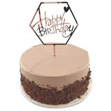 Cake Topper Acrylic 2mm Happy Birthday Hex Rose Gold #443021