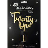 Cake Topper Acrylic 2mm Twenty One 21st Gold #443085