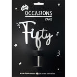Cake Topper Acrylic 2mm Fifty 50th Silver #443097