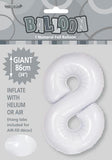 White Number 8 Foil Balloon #50678