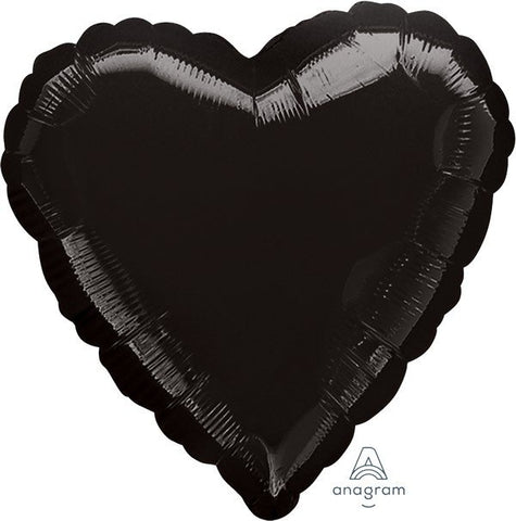 Onyx Black Heart 43cm (17") Foil Solid Colour INFLATED #00683