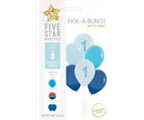1st Birthday Blue Pick-a-bunch 6 Pack UNFILLED
