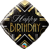 Birthday Art Deco Foil  Balloon 45cm (18") INFLATED #49100