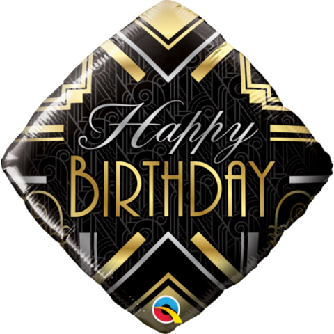 Birthday Art Deco Foil  Balloon 45cm (18") INFLATED #49100