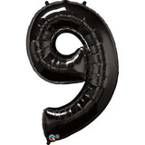 Megaloon Number 9 Black 86cm Balloon #36365