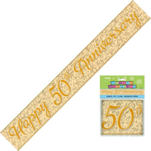 Happy 50th Anniversary Foil Banner 3.6m