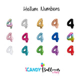 4th Birthday Giant Helium Numbers -INFLATED Choose from 22 colours