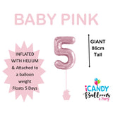 Giant INFLATED Light Pink Number 5 Foil 86cm Balloons #213765