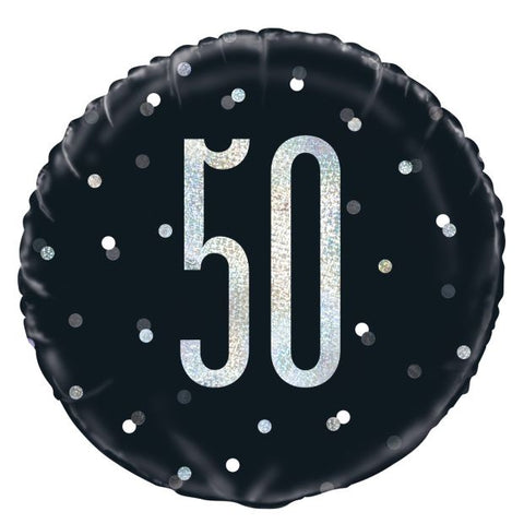 Prismatic Black & Silver 50th Birthday Foil 45cm (18") #83347