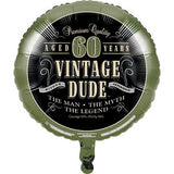 45CM VINTAGE DUDE 60TH BIRTHDAY FOIL BALLOON #06600