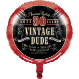 45CM VINTAGE DUDE 50TH BIRTHDAY FOIL BALLOON #06599