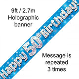 50th Birthday Blue Foil Banner 2.7m Oaktree