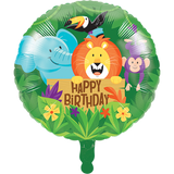 JUNGLE SAFARI FOIL BALLOON HAPPY BIRTHDAY 45CM INFLATED   #62189