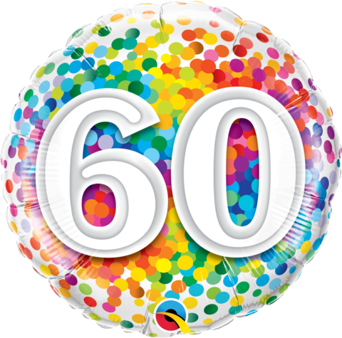 60th Birthday Foil 45cm Confetti Balloon #49548